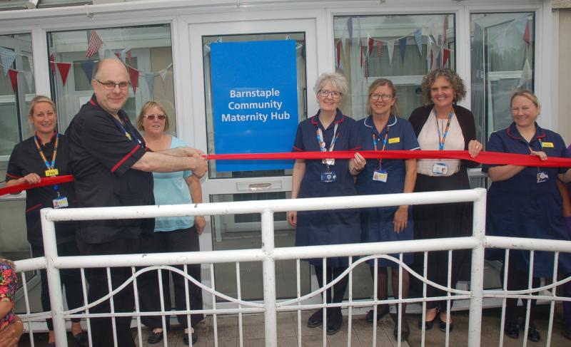 Jason Lugg, Director of Nursing, Northern services, cuts the ribbon at the official opening of the Barnstaple Community Maternity Hub