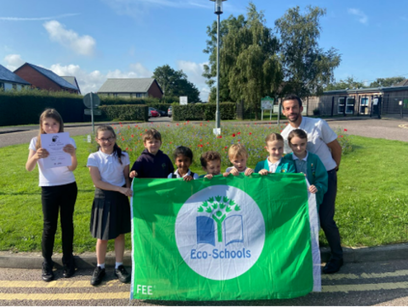 The Eco-committee at South Molton Community Primary School with headteacher Tom Parkin