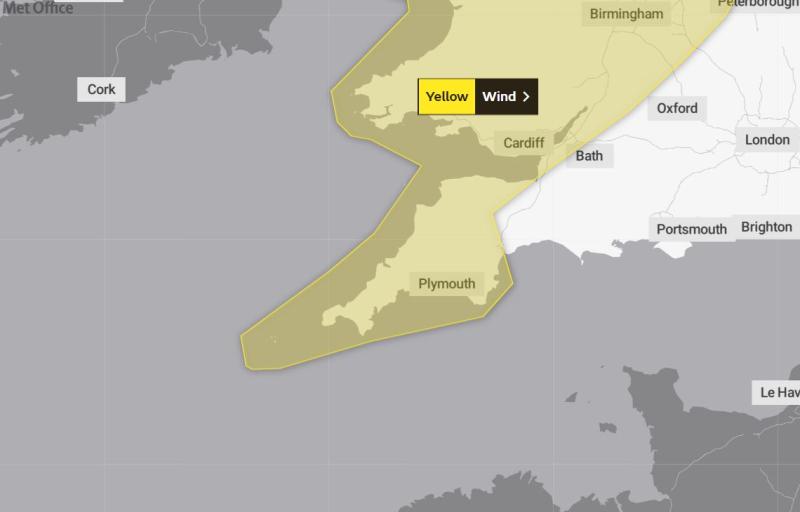 The Met Office has issued an extensive Yellow Weather Warning for high winds and heavy rain - Credit: Met Office