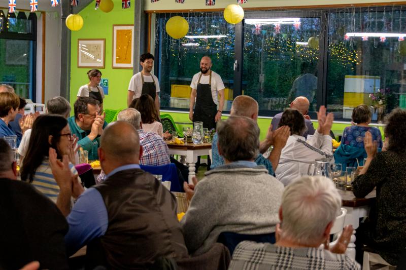 Chefs Joanne Goodman, Laurence Ogilvie and Greg Tyler receiving applause for their food at the Honey Talk & Tasting Experience evening
