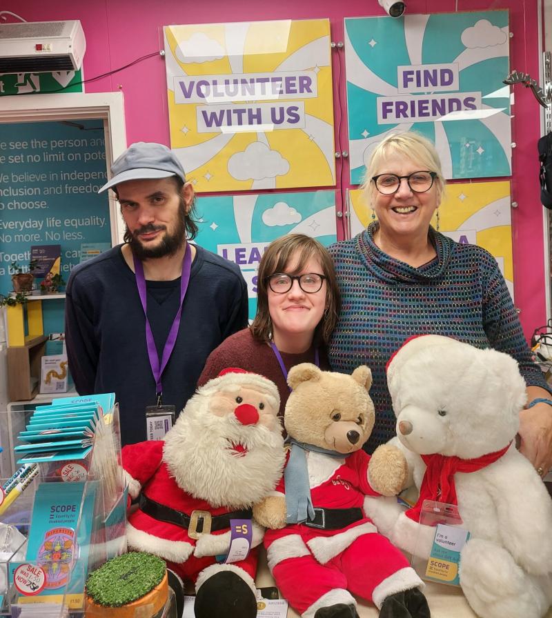 Steven Parsons, Assistant Shop Manager, Jenny Tack, Volunteer and Karen Court, Shop Manger at Scope Ilfracombe - Credit: Scope