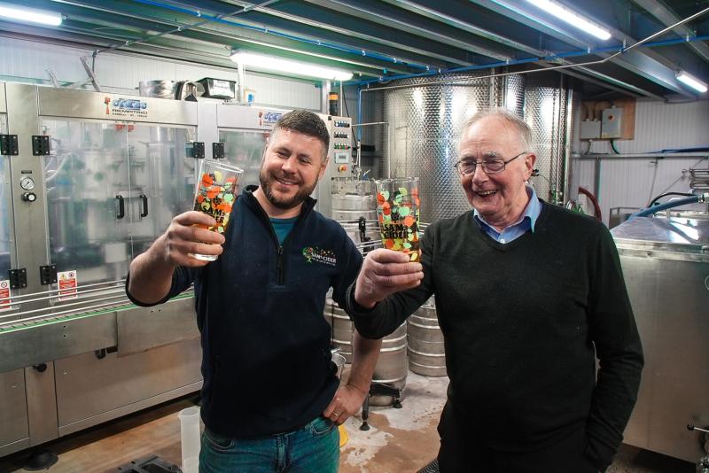 Sam's Cider Makers CJ Beardon and David Bridgman see the funny side of their Chocolate Egg cider - Credit: Submitted