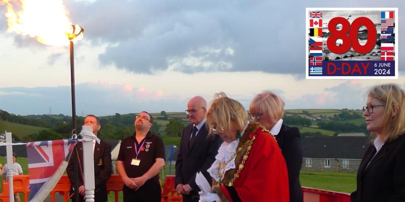 Bideford marks D-Day 80 with stirring tunes and a blazing beacon