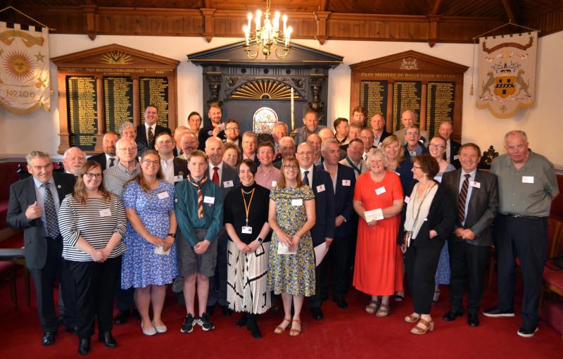 Charities and community groups attend the disbursement ceremony at Exmouth Masonic Hall - Credit: Devon Freemasons