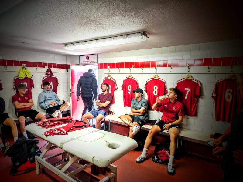 Inside the Barnstaple Town dressing room