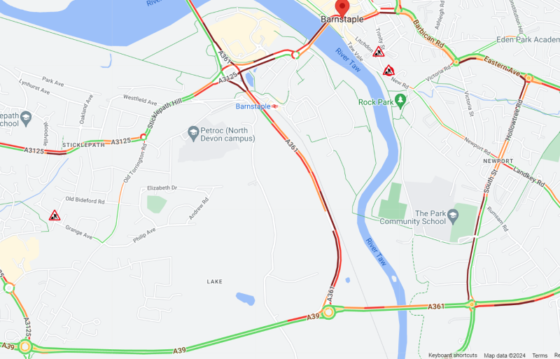 A361 Barnstaple bypass closed after collision