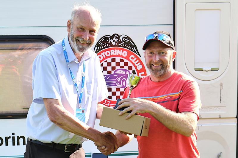 Ed receiving his FTD Award from Chief Scrutineer Paul Wright - Wiscombe Wildlife Auto 2024