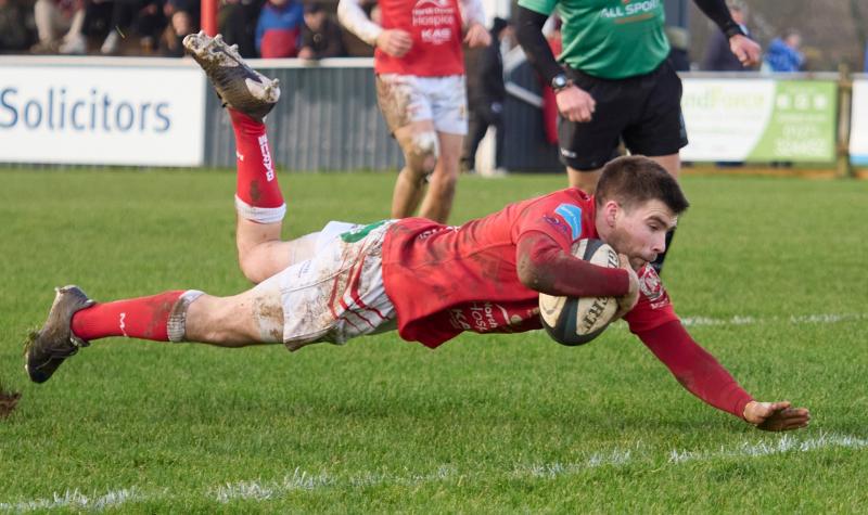 Luke Knight scoring for Barnstaple Athletic. Pic from Bob Collins