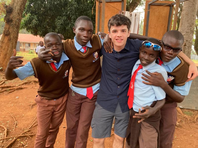 Ben Willmott with students from the partner school in Kenya