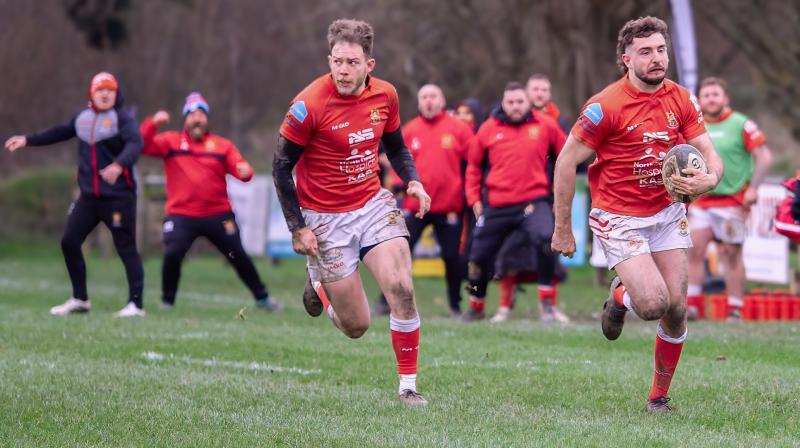 Connor Swann on his way to scoring the winning try. Pic from Bob Collins