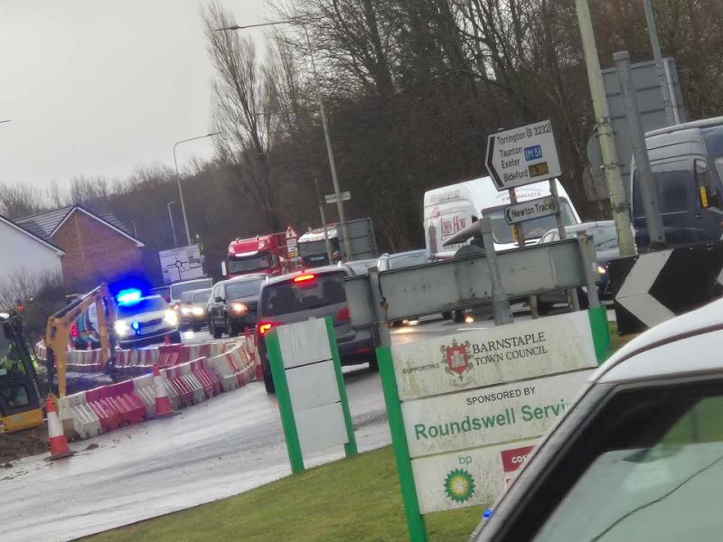 Collision closes major North Devon Road