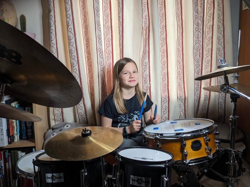10-year-old drummer earns top marks in Grade 8 exam
