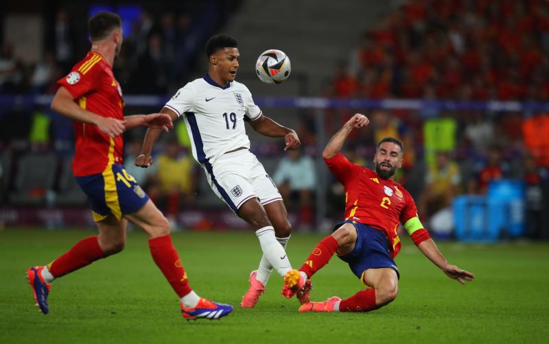 Ollie Watkins playing in the Euros Final. Pic from PPAUK
