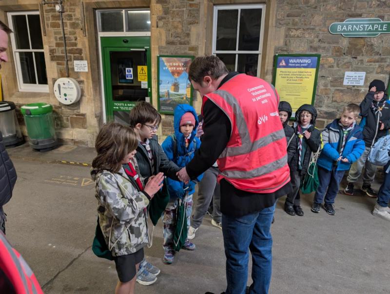 Barnstaple cubs earn railway safety badge in station clean-up