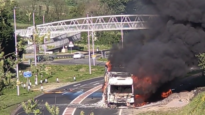 Road repairs planned after HGV fire damages surface