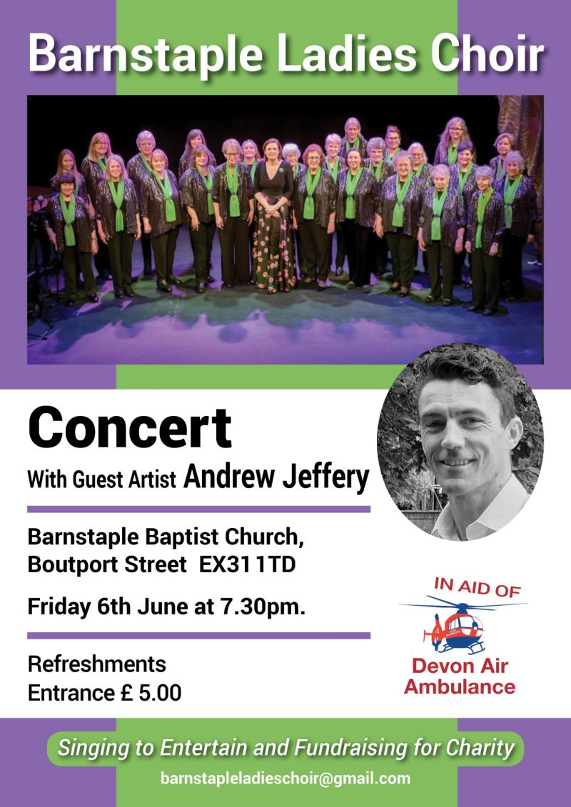 Barnstaple Ladies Choir to sing for Devon Air Ambulance