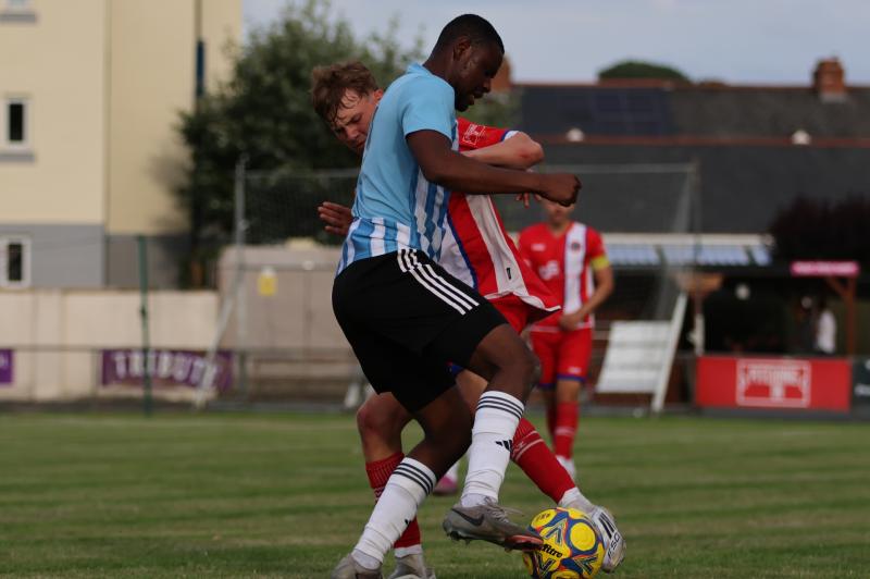 Bideford and Barnstaple lock horns. Pic from Nathan Bennett