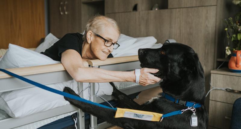 Hospice patient Sally and therapy dog Obie