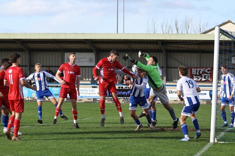 Barnstaple's chaotic loss at Clevedon. Image from Steve Screech