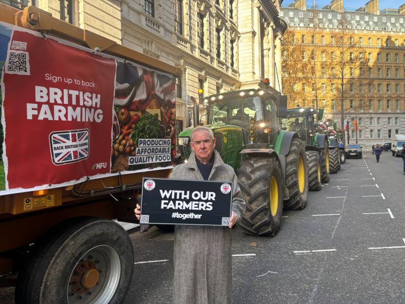 Sir Geoffrey at the Farmers Protest in London yesterday Credit- Sir Geoffrey Cox