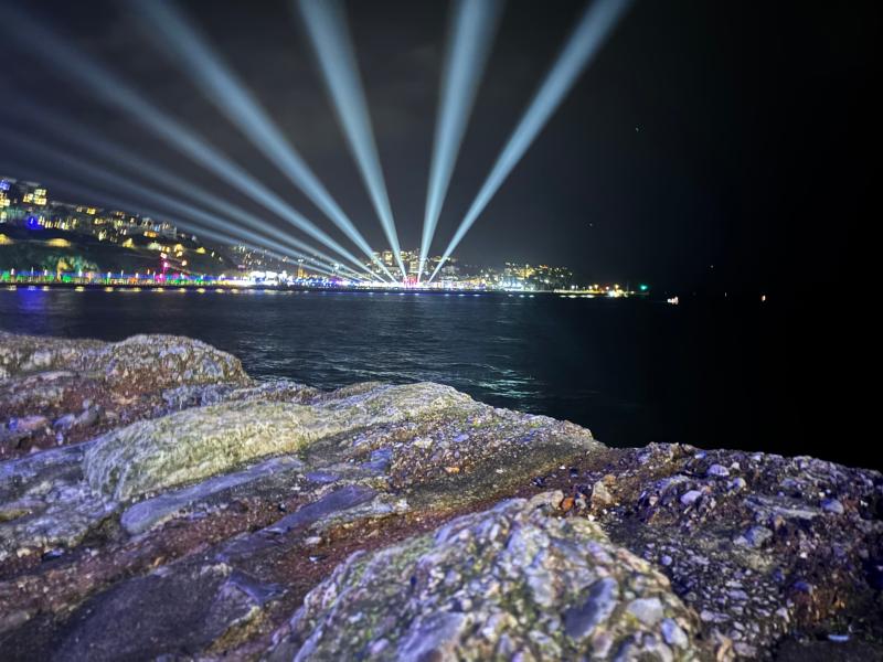Bay of Lights beam out from Torquay harbour