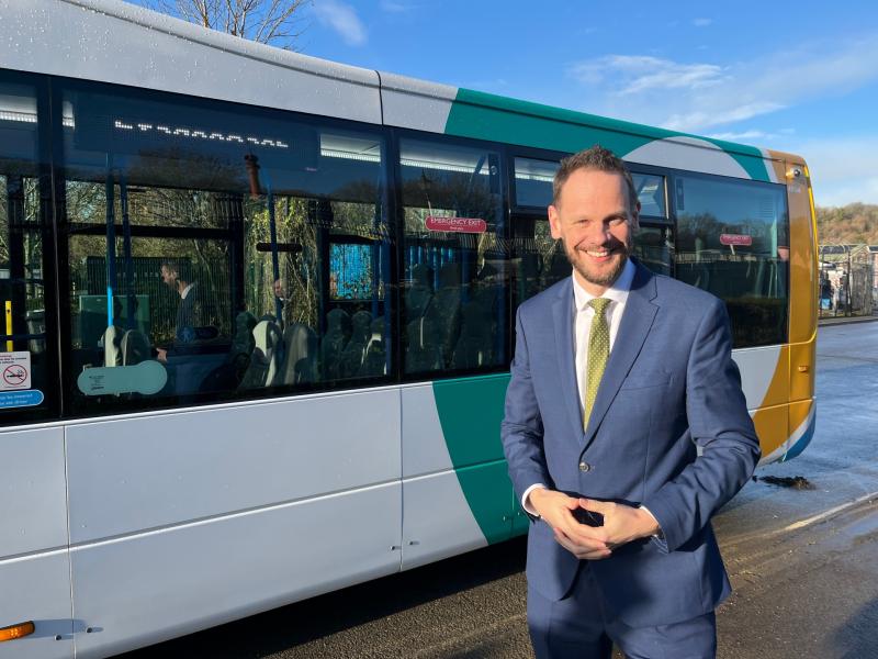 Road and buses minister Simon Lightwood at Coypool Park and Ride in Plymouth (Picture courtesy: Alison Stephenson)