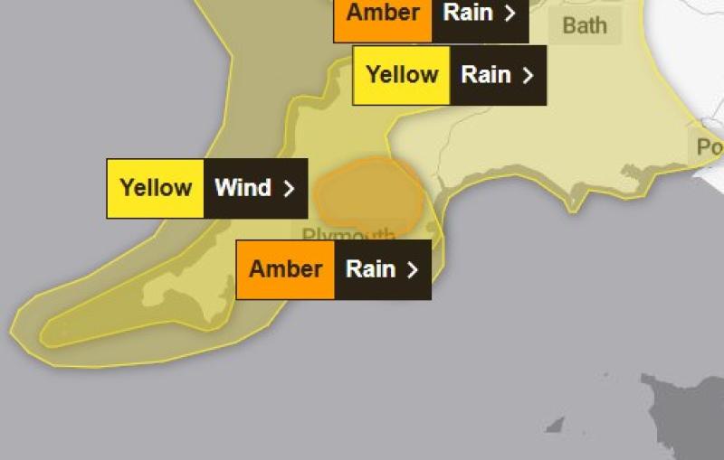 Amber rain warning