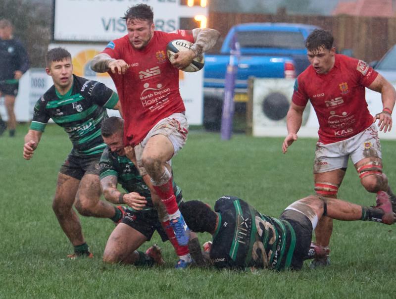 Johnny Carter on his 150th appearance for Barnstaple. Pic from Bob Collins