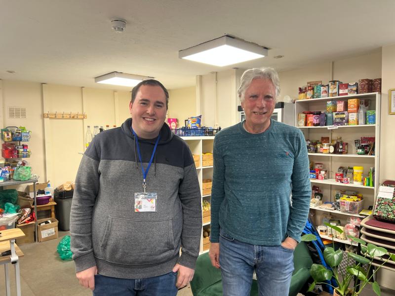 Joe Downes, Food Bank manager (L) and Rob North, THAT trustee (R) Image- Jamie Townsend