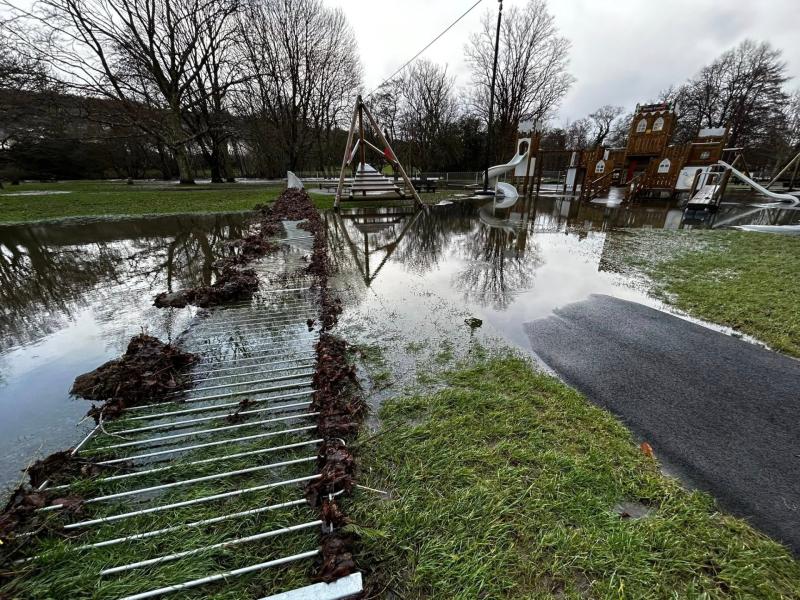 Council closes park and warns of hazards after floodwater tears through play equipment area (Image- Bovey Tracey Town Council)