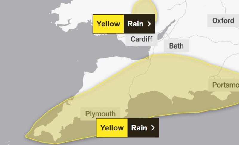 Yellow Weather Warning for Exeter: heavy rain brings flood and travel disruption risk