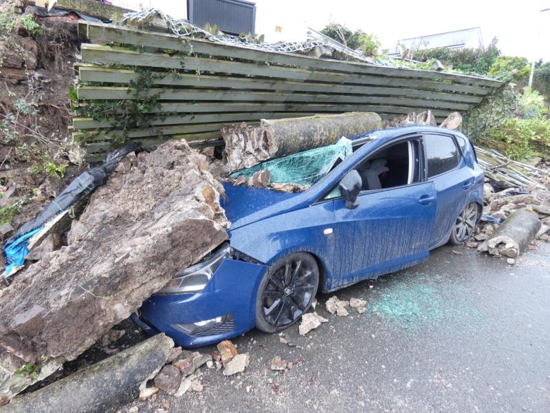 Wall collapse in Bideford leaves damaged cars and debris in place as safety fears mount