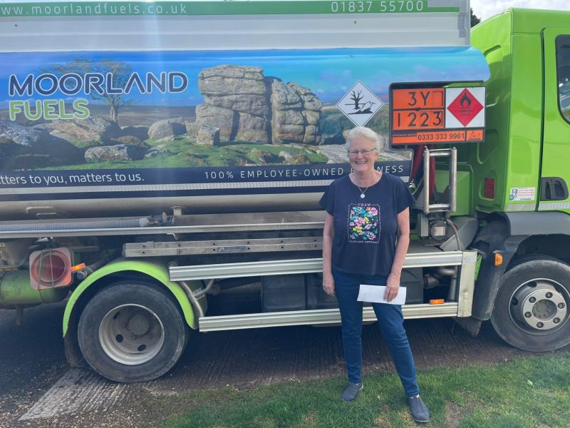 Mrs Julie Rickets with the unexpected free delivery of heating oil