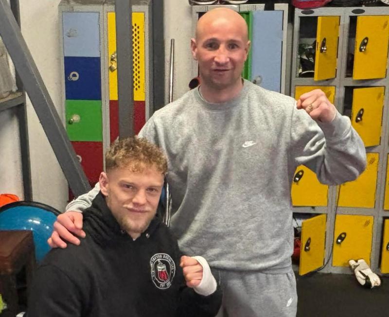 Joe Evans and manger trainer Richard Grigg