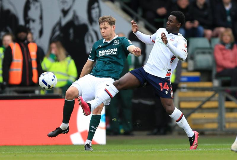 Plymouth Argyle v Bolton Wanderers. Pic from PPAUK