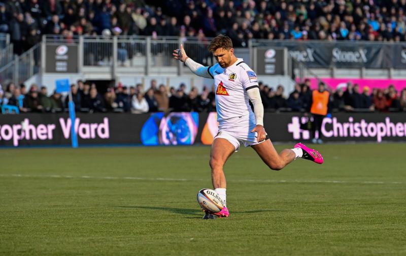 Faultless Henry Slade kicks for Exeter Chiefs. Pic from PPAUK