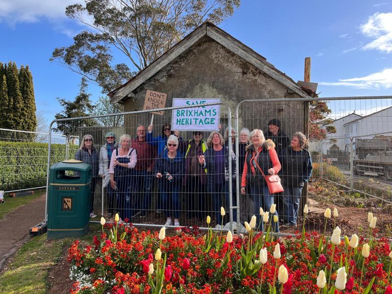 Protesters at the Furzeham toilet block in Brixham Image Guy Henderson