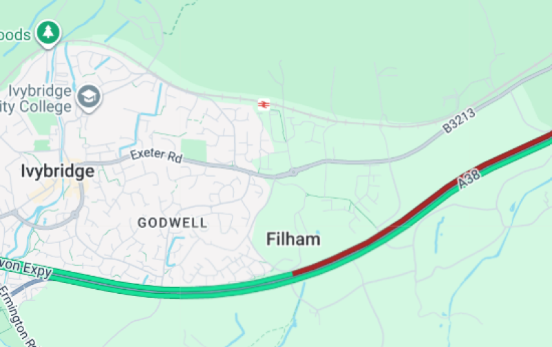 A38 closed in Devon after car overturns near Ivybridge