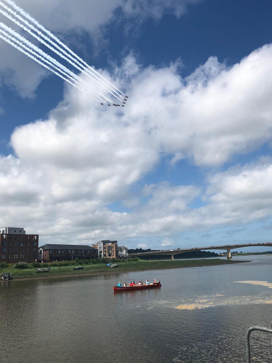 The Red Arrows over Barnstaple