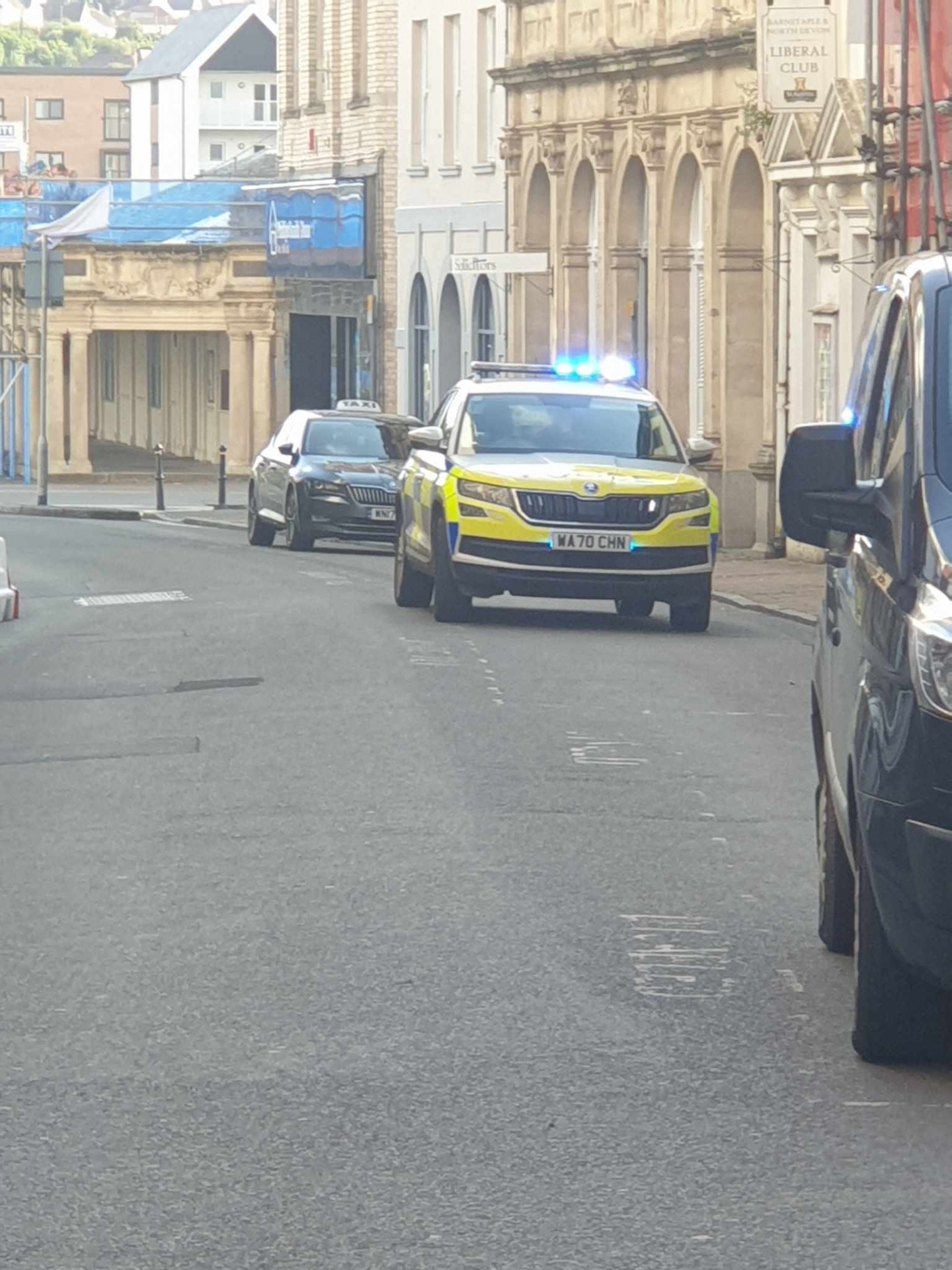 Police were also present on Cross Street