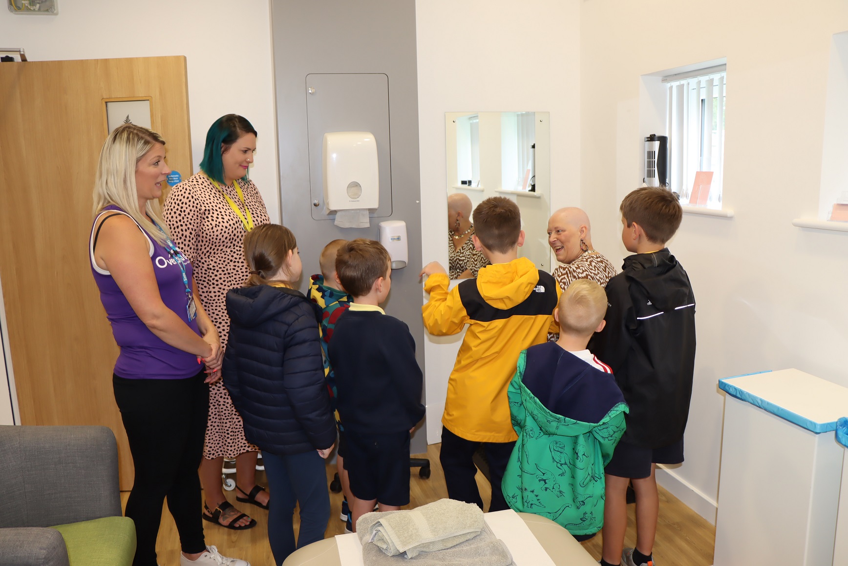 The children hear about the facilities at the Fern Centre and how it has helped Sue during her cancer treatment