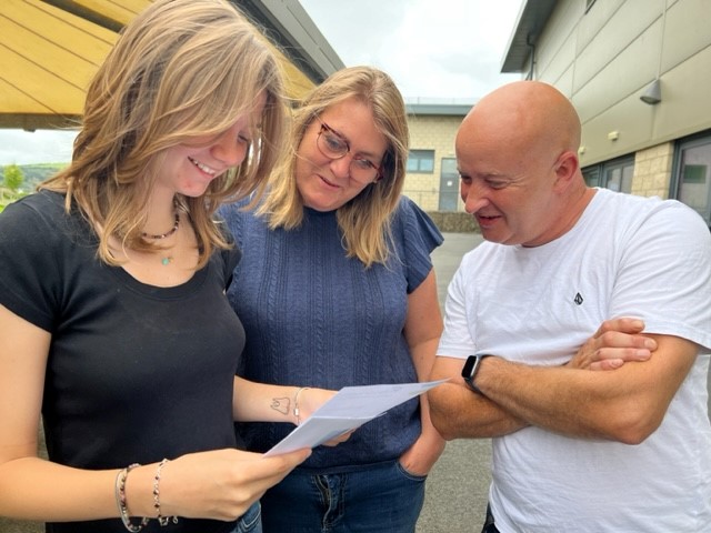 Hannah Burge receiving her results