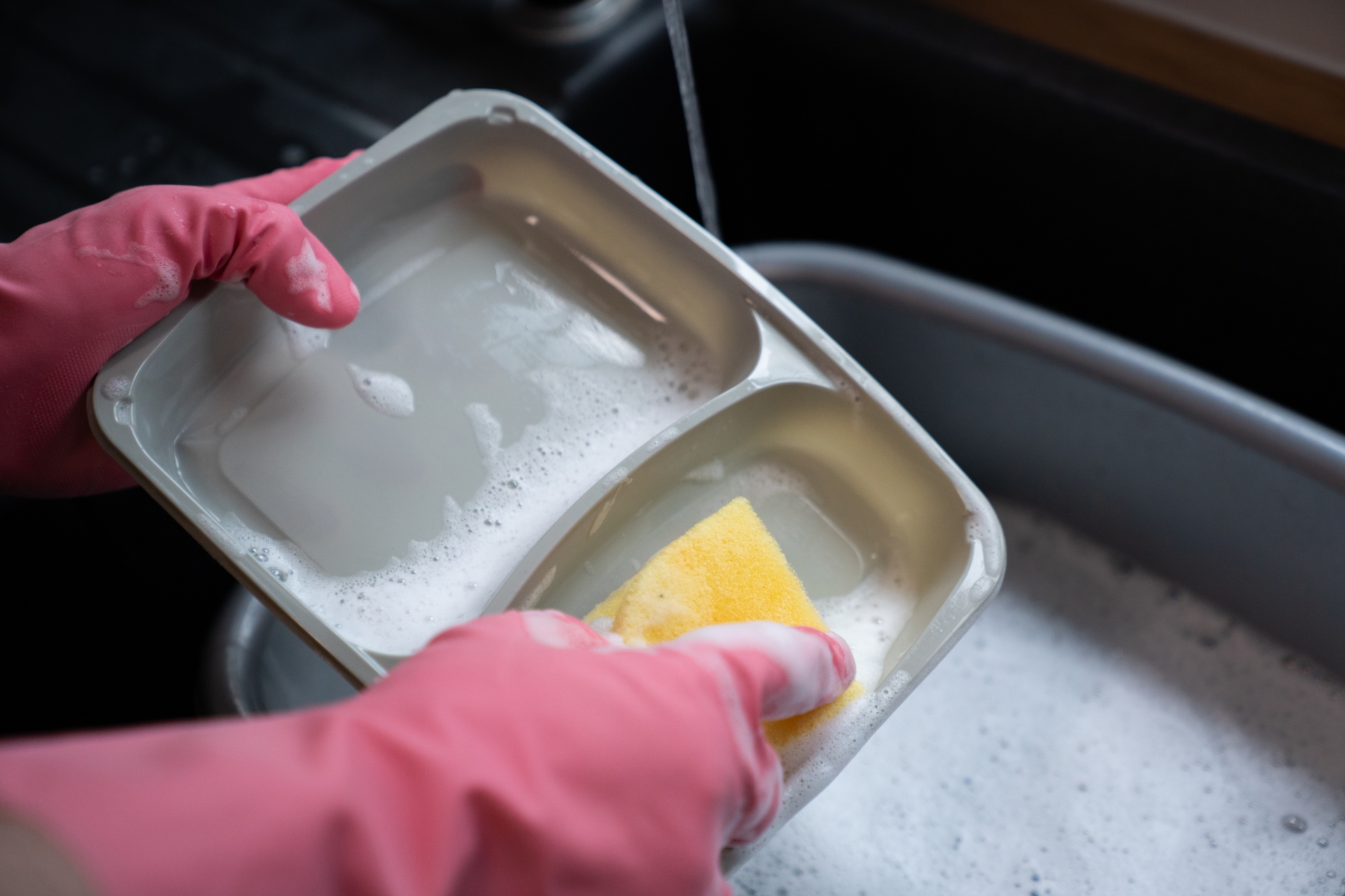 Wiltshire Farm Foods tray being washed