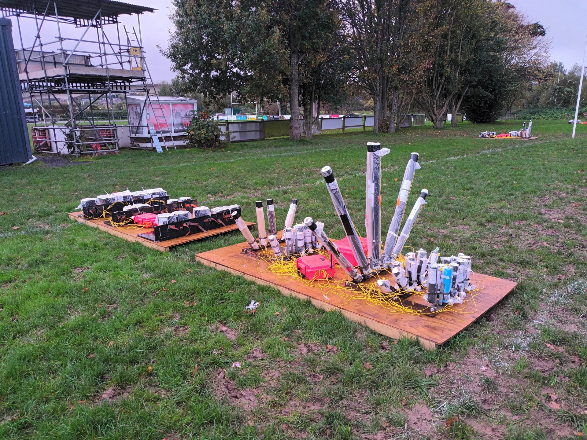 Two Tigers display team setting up for Barnstaple Round Table Fireworks