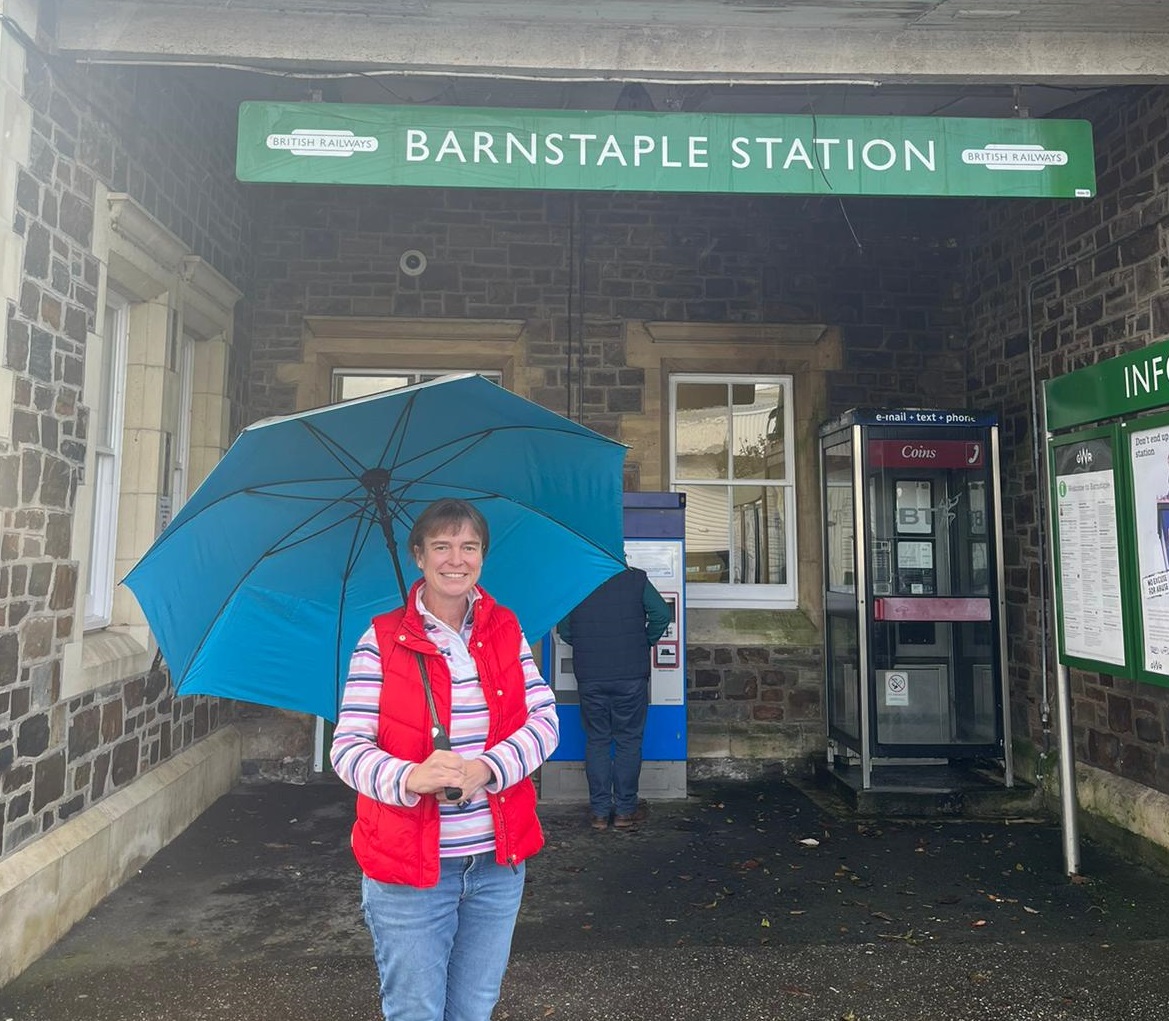 North Devon MP Selaine Saxby at Barnstaple Railway Station. Credit: Selaine Saxby