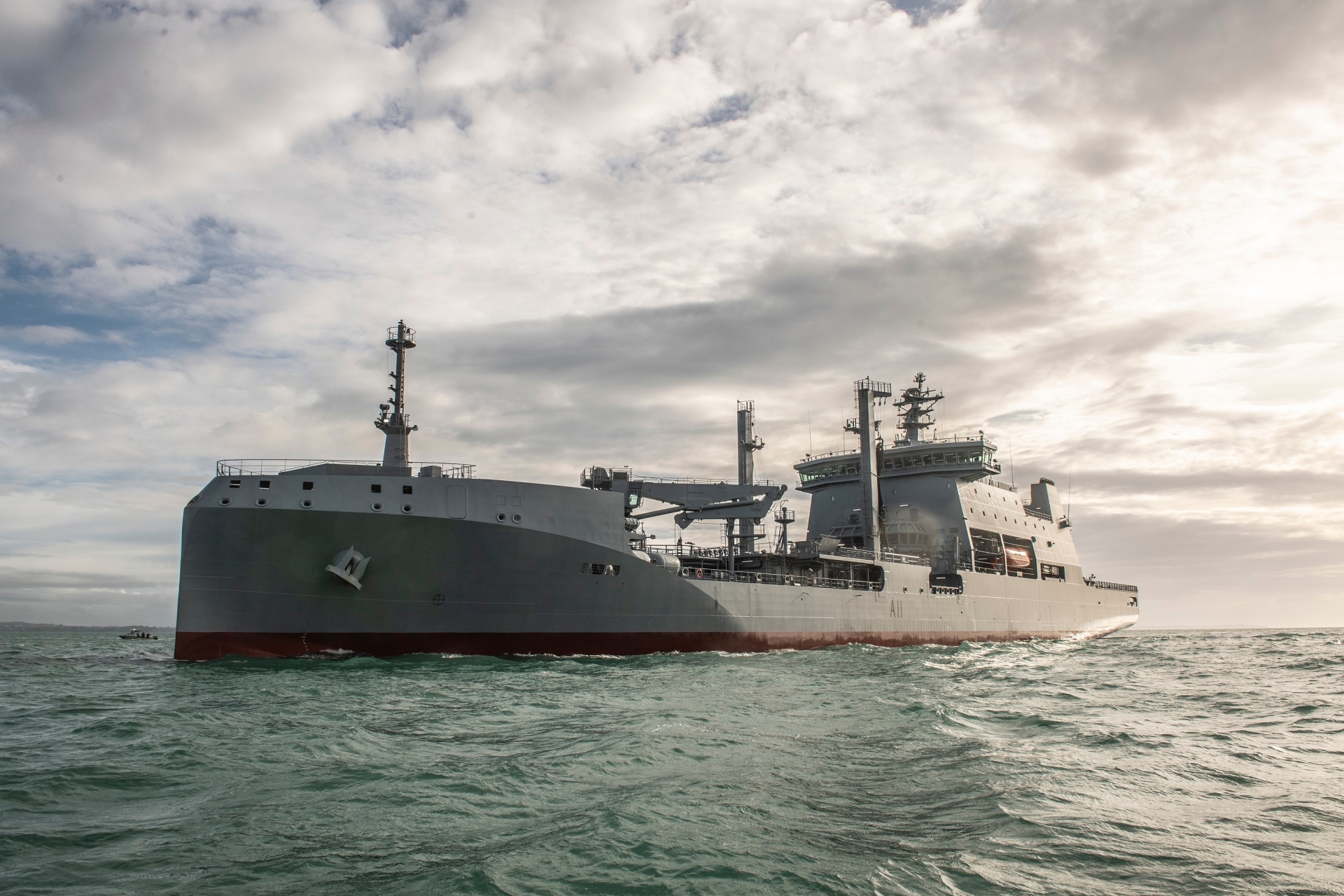 The 26,000 ton HMNZS Aotearoa of the Royal New Zealand Navy is now commanded by a former Ilfracombe Sea Cadet. Credit: NZDF