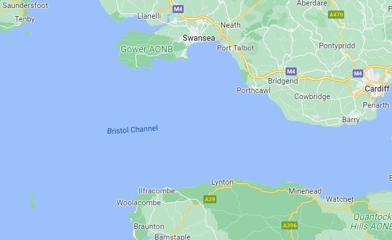 A map showing Ilfracombe and Swansea - Credit: Google