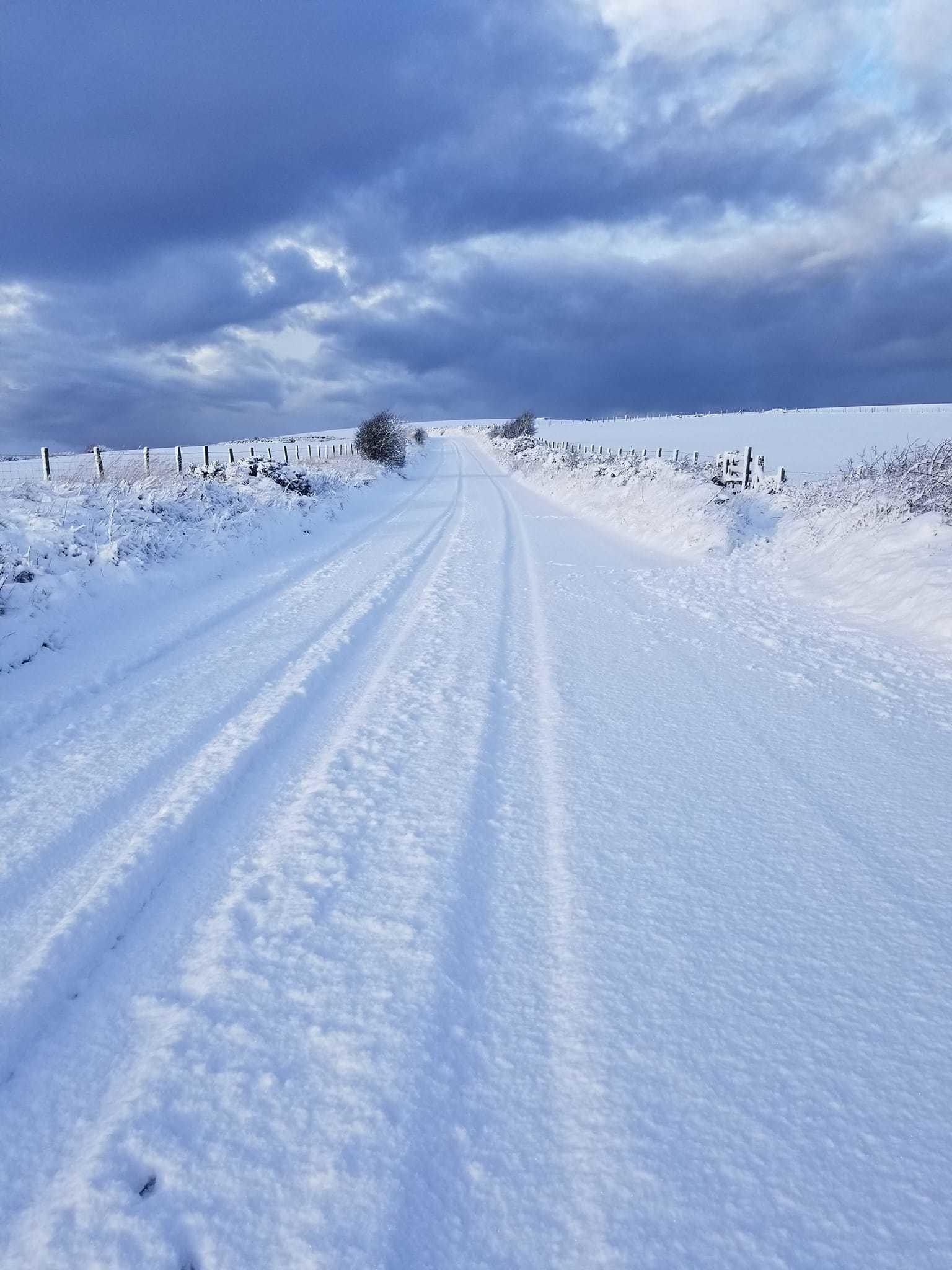 The road between Countisbury and County Gate on Exmoor is covered in thick snow. Credit: Danny Folland