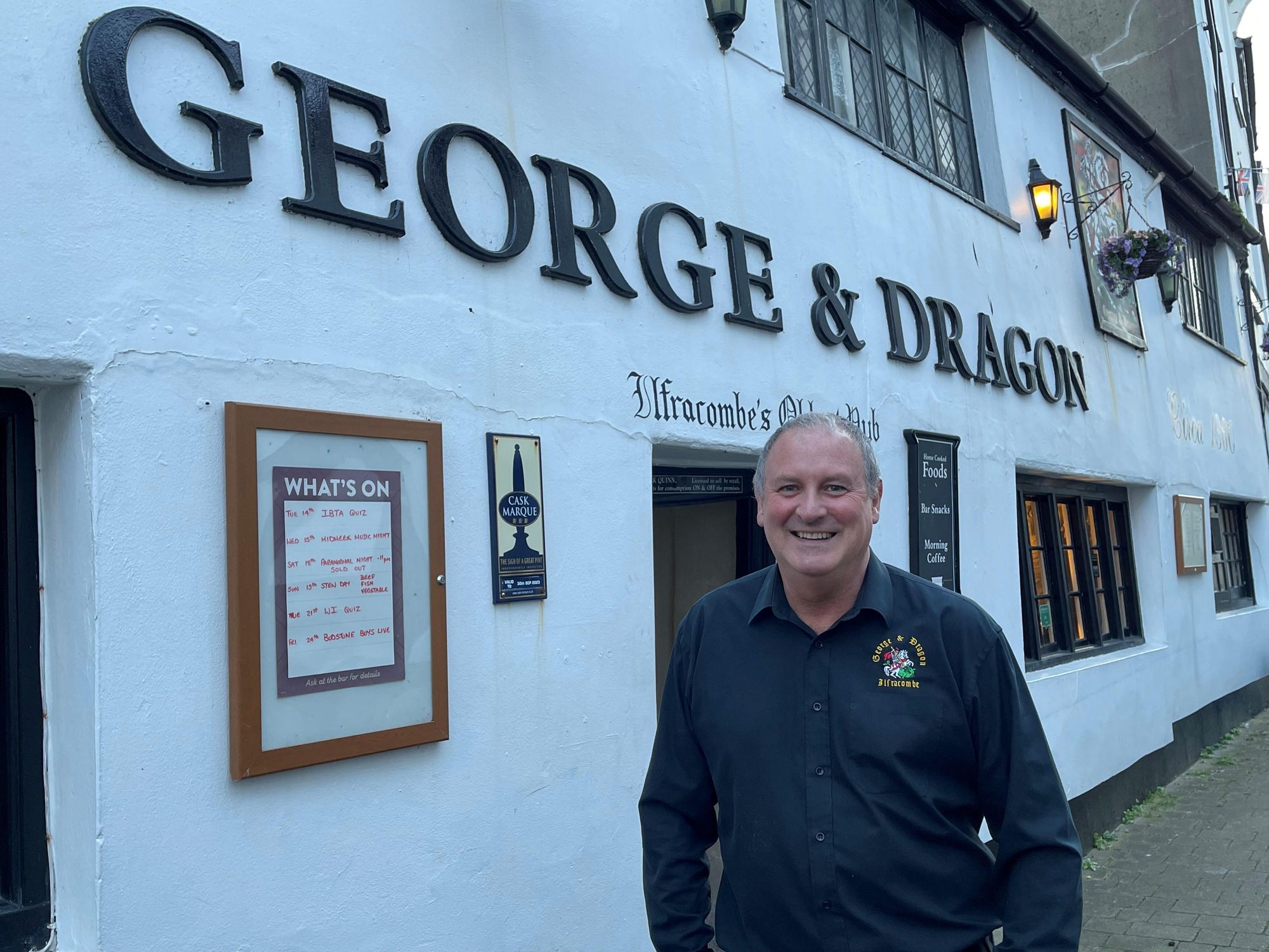 Licensee Jon Quinn outside the George & Dragon.