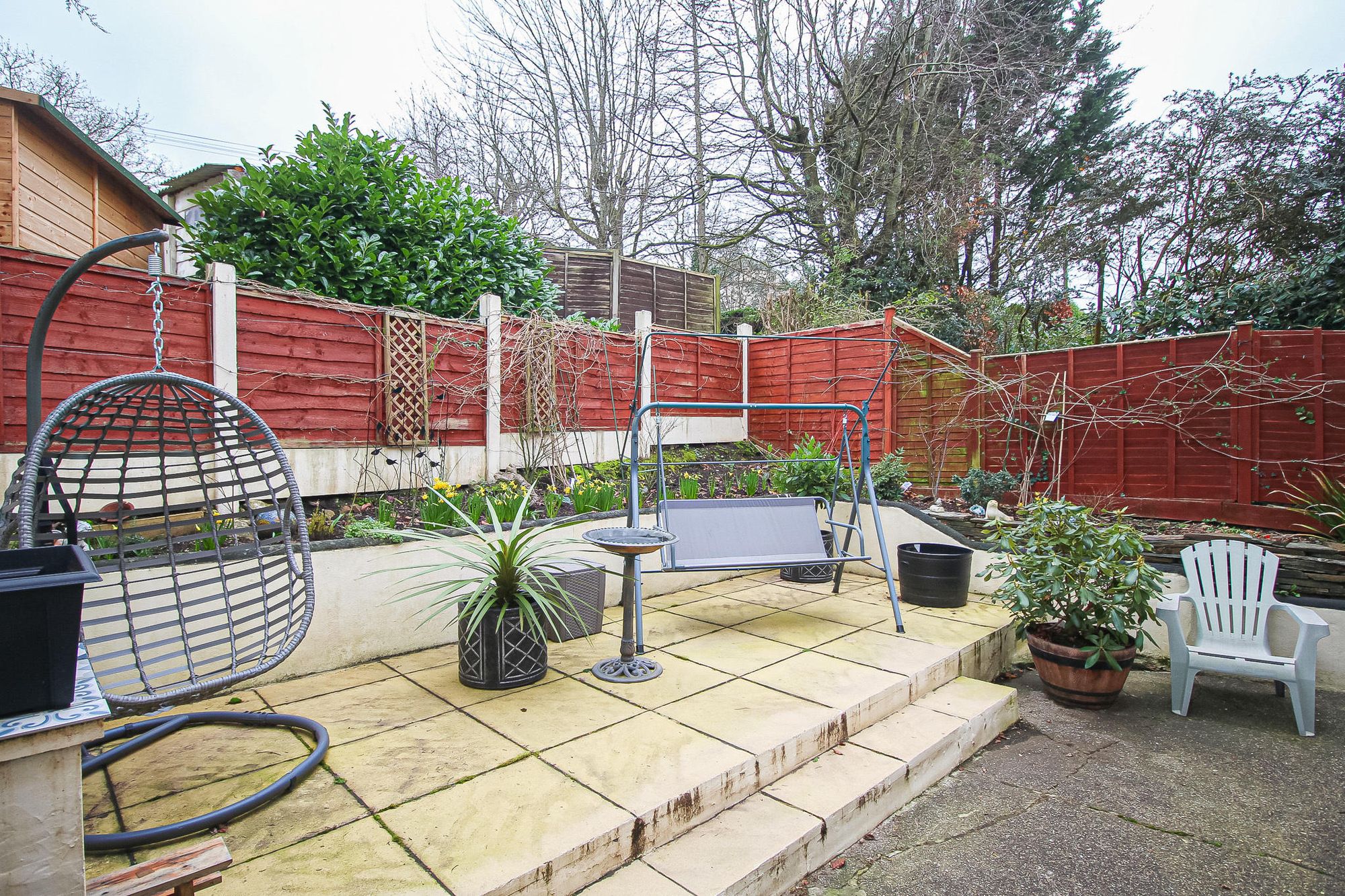 The rear of the property has a patio area. Credit: Brights